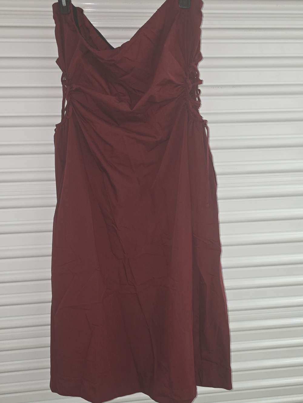 ASOS Curve Burgundy Midi Dress with Side Lace-Up